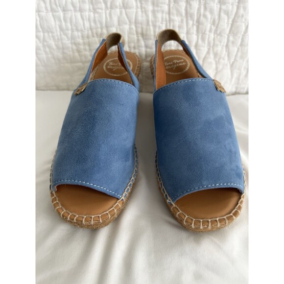 Tony Pons Suede Espadrilles Wedges Cornflower Blue Size 37 EUC - Picture 1 of 9
